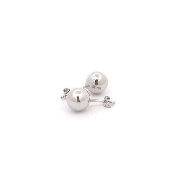 18K White Gold Earrings Stud Balls Polished 1.63 grams - Picture 8 of 12
